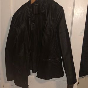 Black fake leather coat